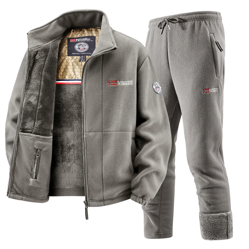 Warm Winter Clothing - Mens Winter Fleece Tracksuit Set Thickened