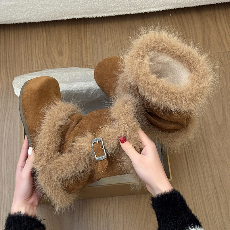 Snow Boot Fur Lined - 2026 Winter New Style Fleece-Lined Warm