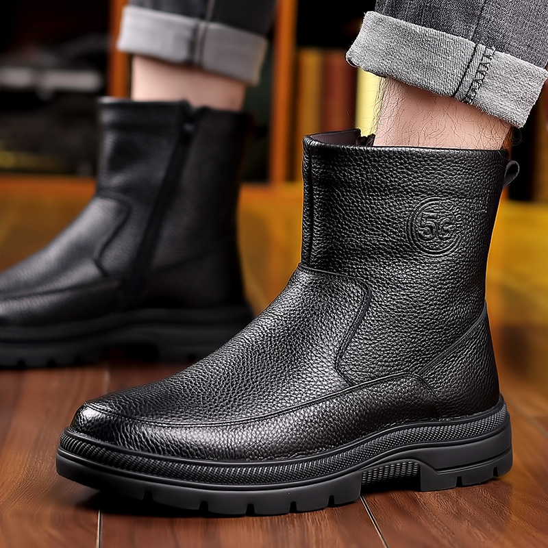Mens High Top Leather Snow Boo - Snow Boot Fur Lined reseña y precio