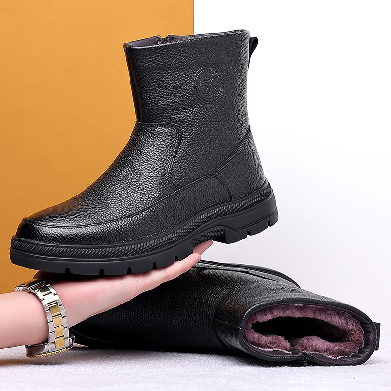 Mens High Top Leather Snow Boo - Snow Boot Fur Lined reseña y precio