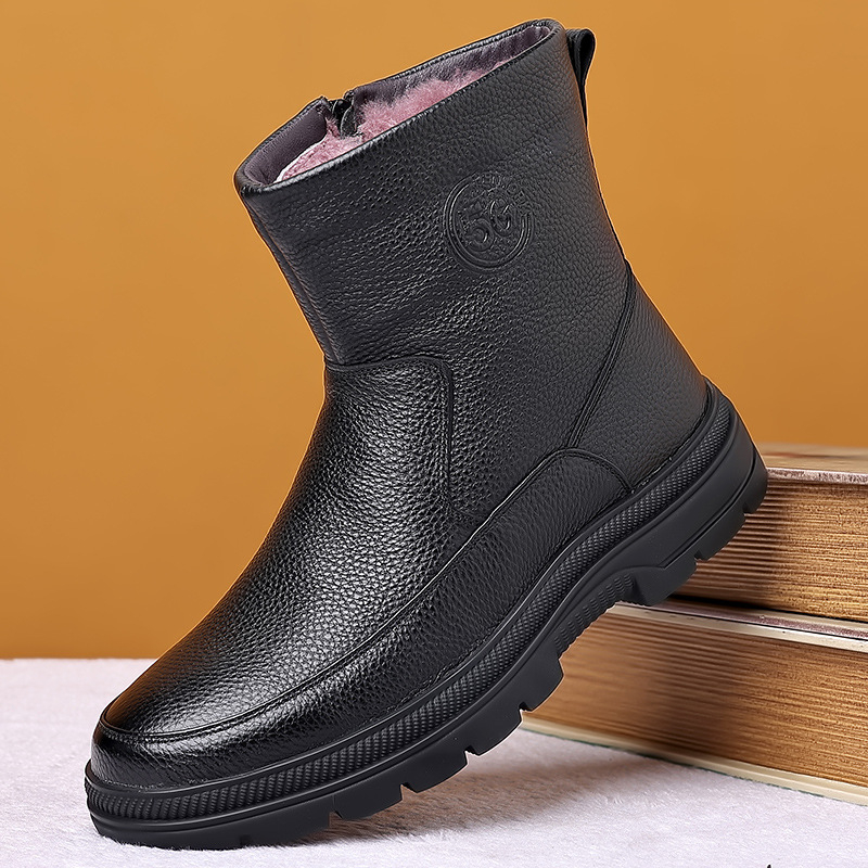 Mens High Top Leather Snow Boo - Snow Boot Fur Lined reseña y precio