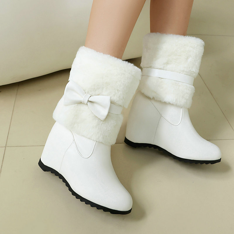 Women Black White Winter Snow  - Snow Boot Fur Lined reseña y precio