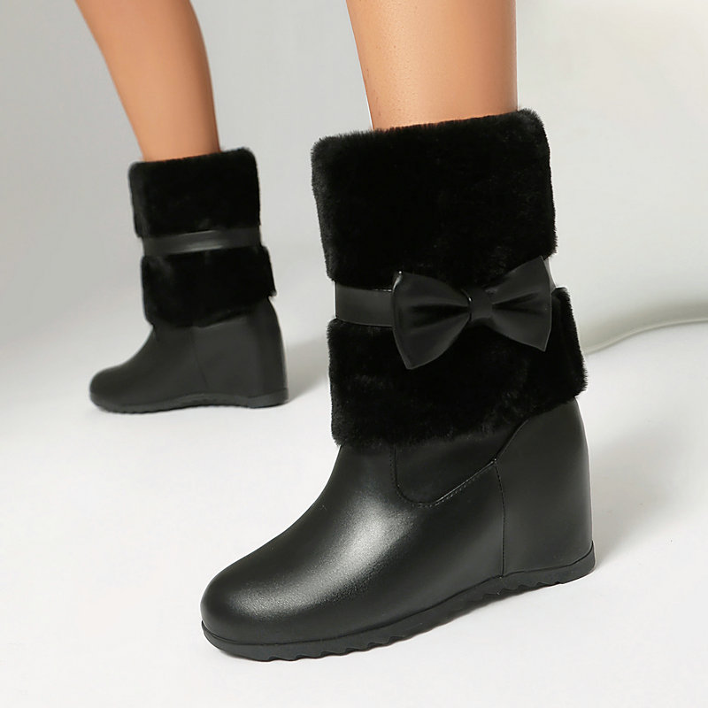 Women Black White Winter Snow  - Snow Boot Fur Lined reseña y precio
