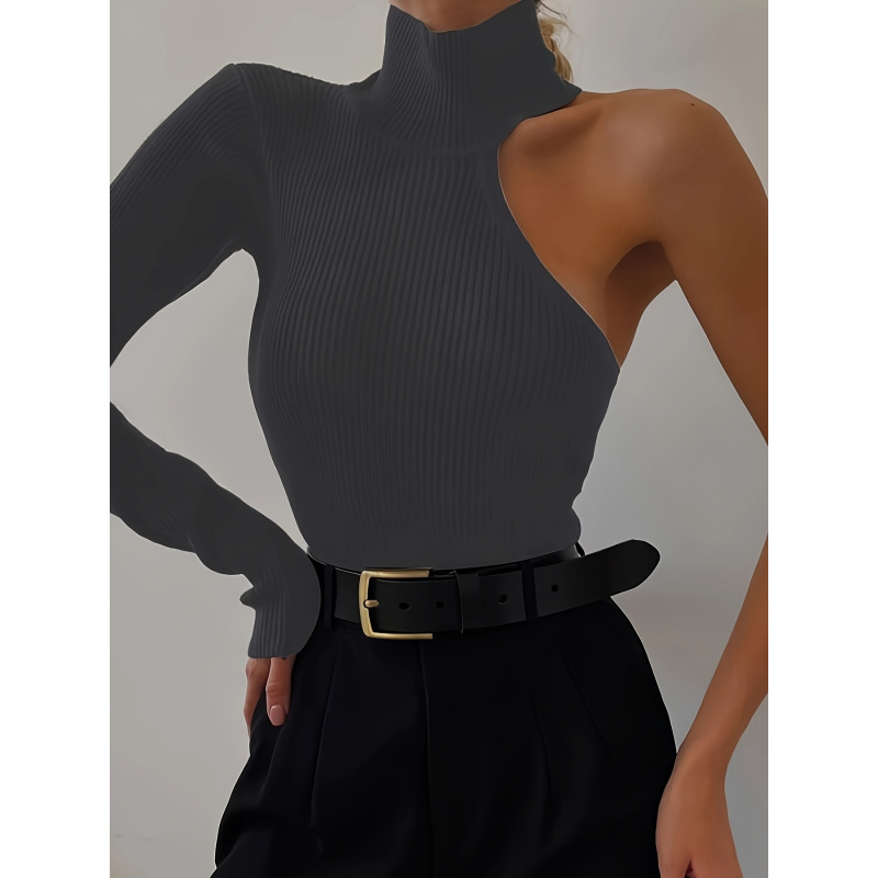 Solid Asymmetric One Shoulder  - Winter Clothing For reseña y precio