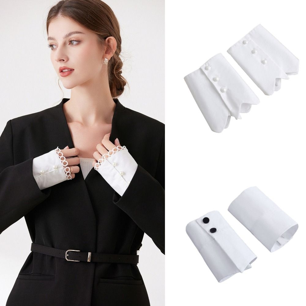 New White Fake Cuffs Button De - Warm Winter Clothing reseña y precio